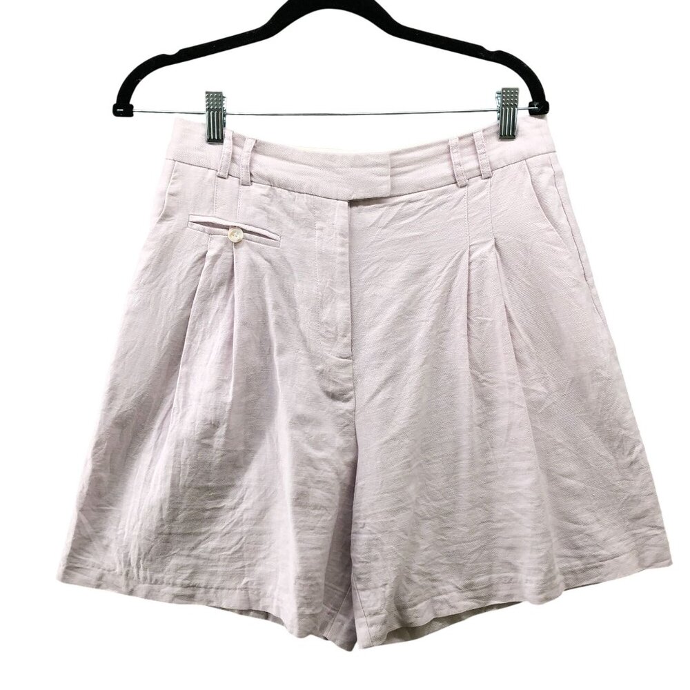 Topshop Linen Blend Shorts Womens 8 Light Mauve Pleated Front Culotte High Waist